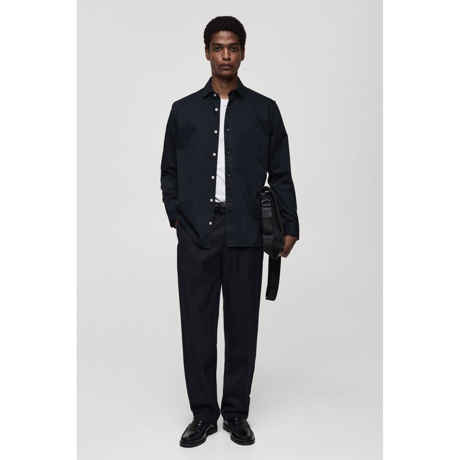 Mango Man zakelijk overhemd donkerblauw
