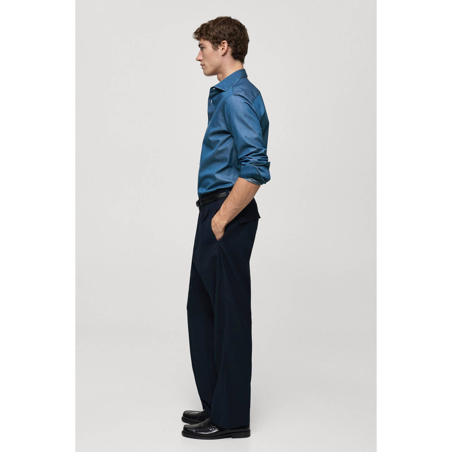 Mango Man casual overhemd blauw