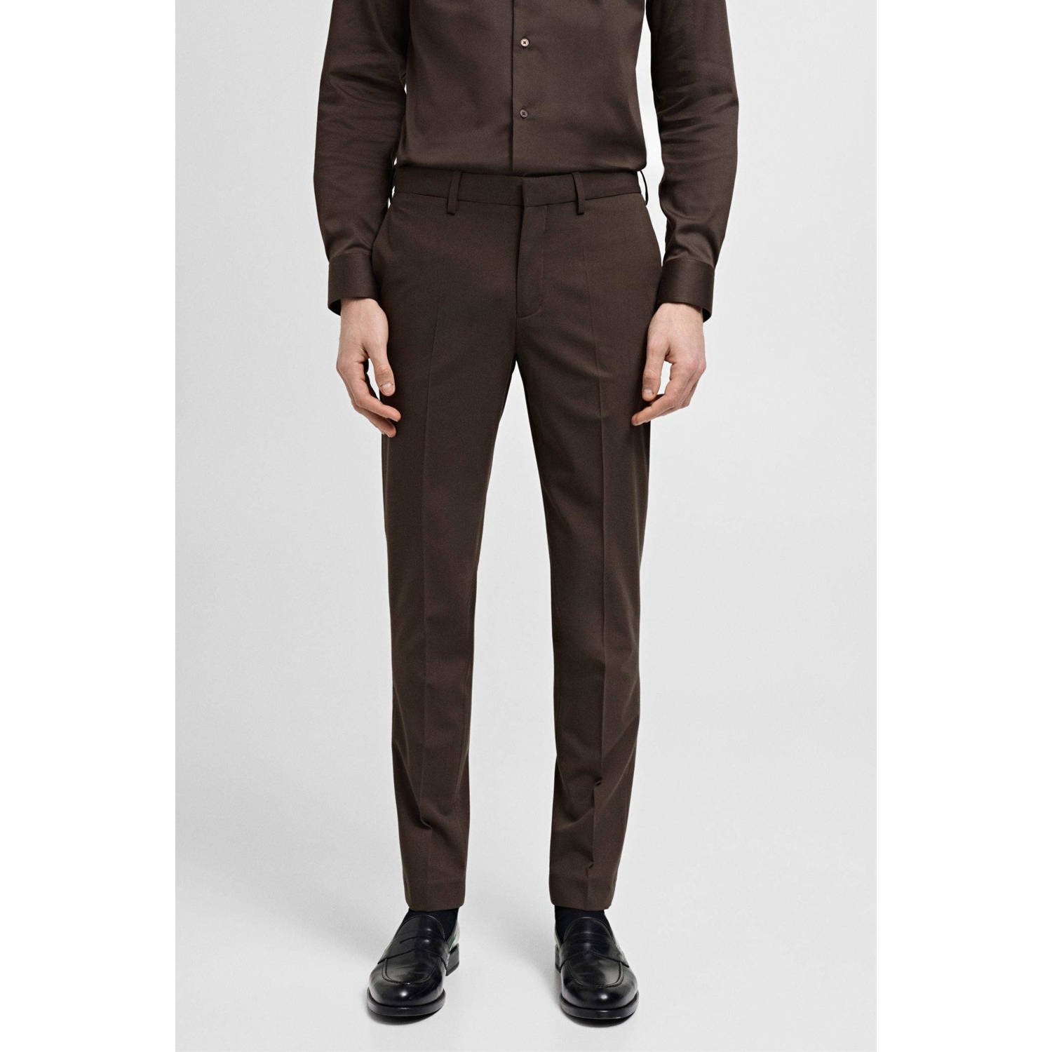 Mango Man slim pantalon bruin