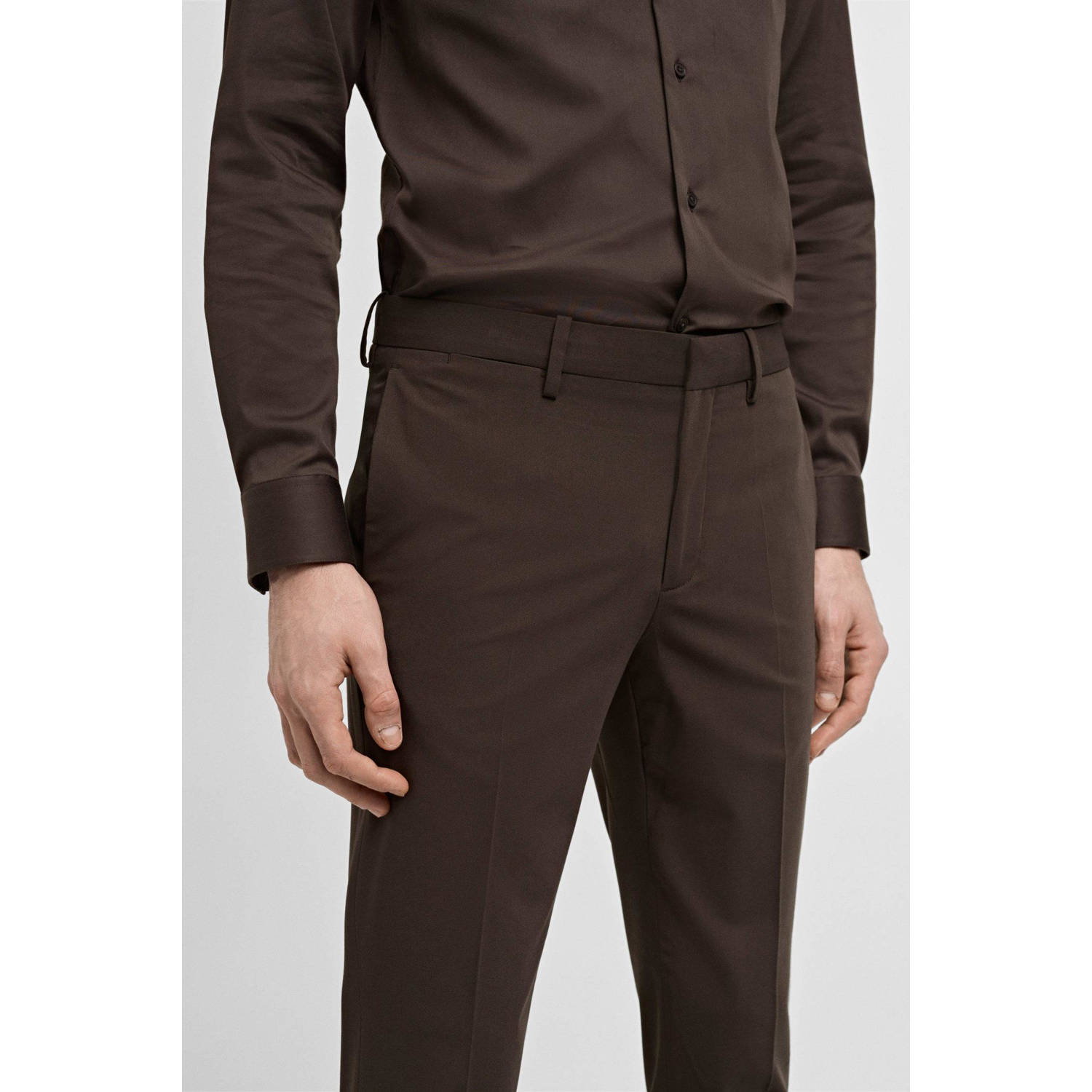 Mango Man slim pantalon bruin