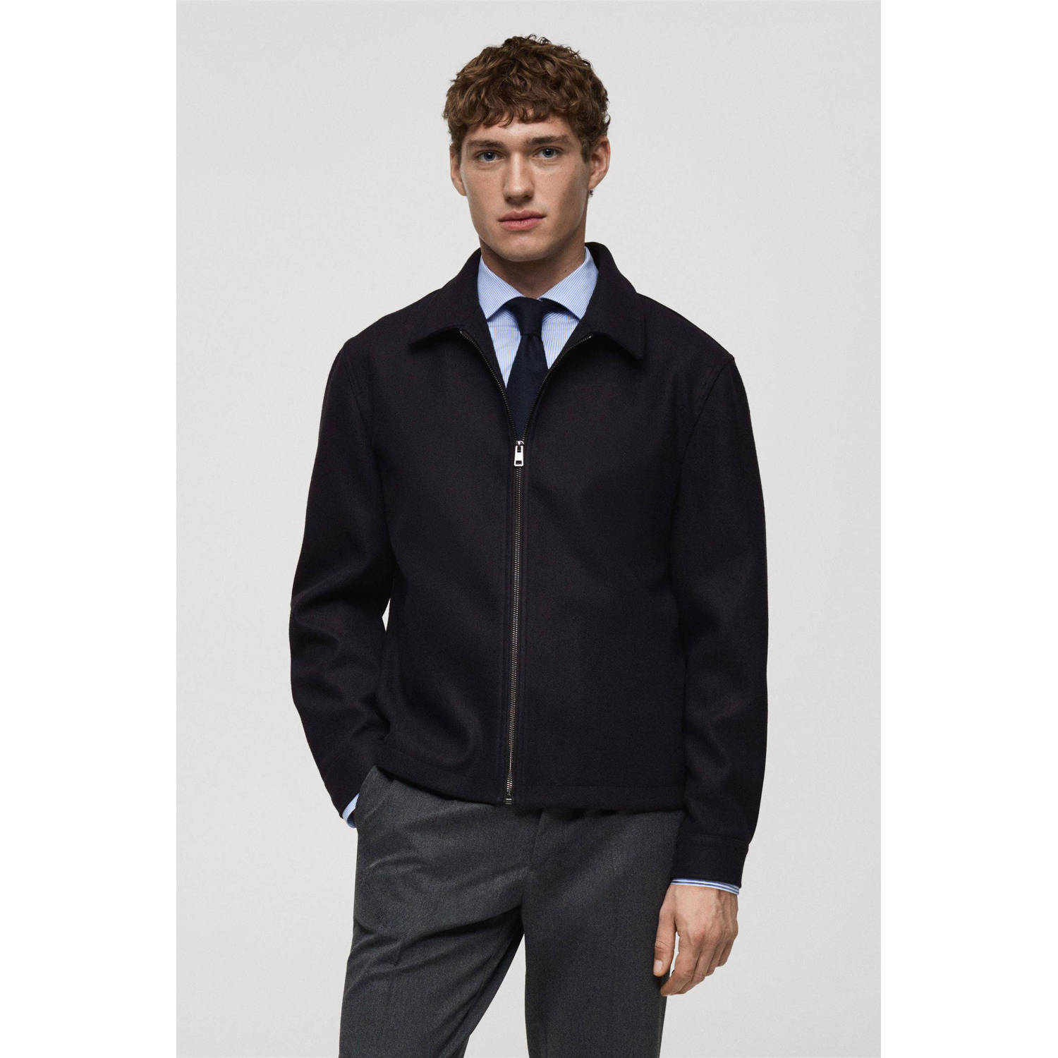 Mango Man tussenjas donkerblauw