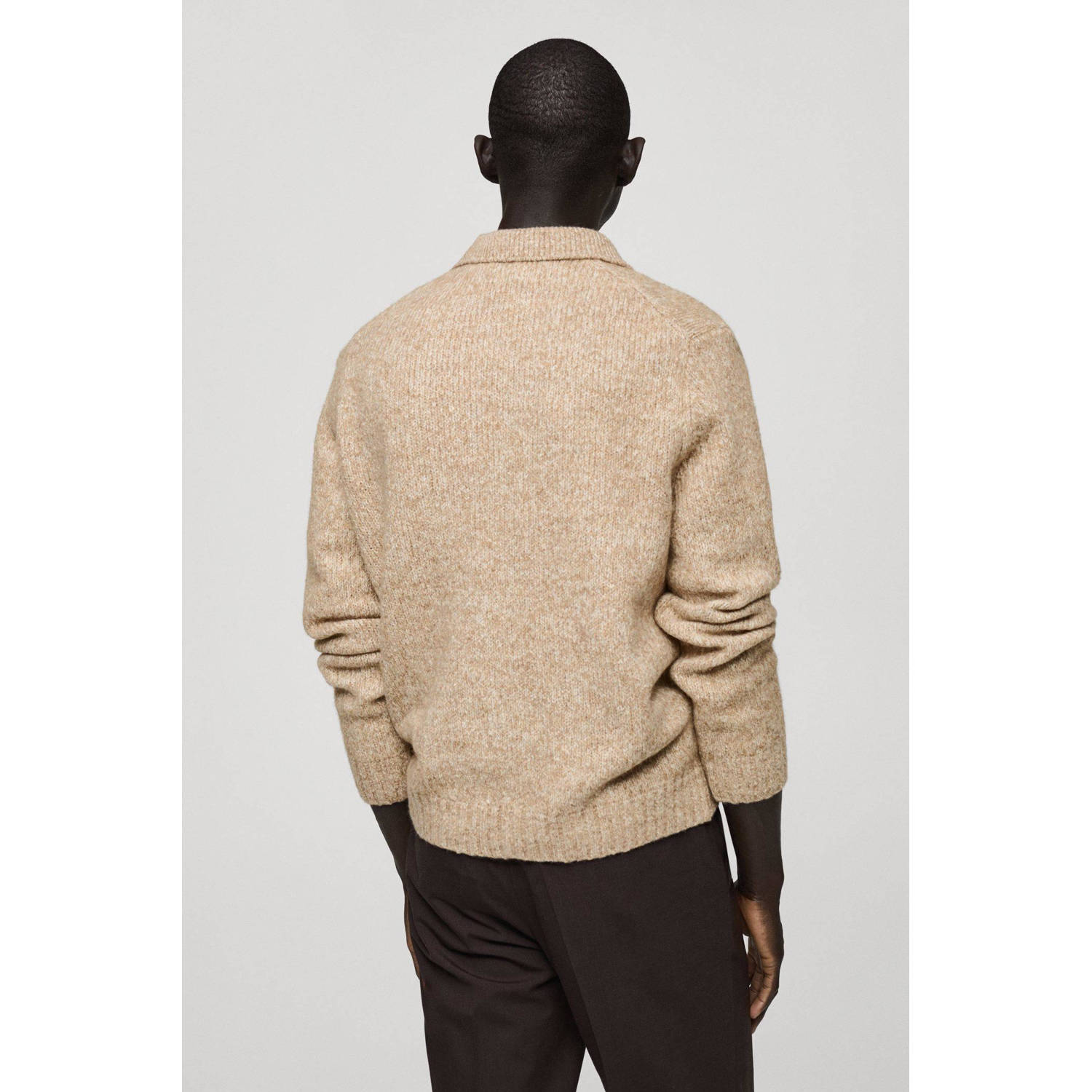 Mango Man trui grof gebreid beige