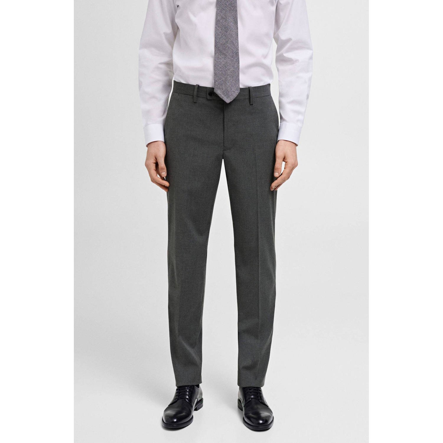 Mango Man slim pantalon grijs