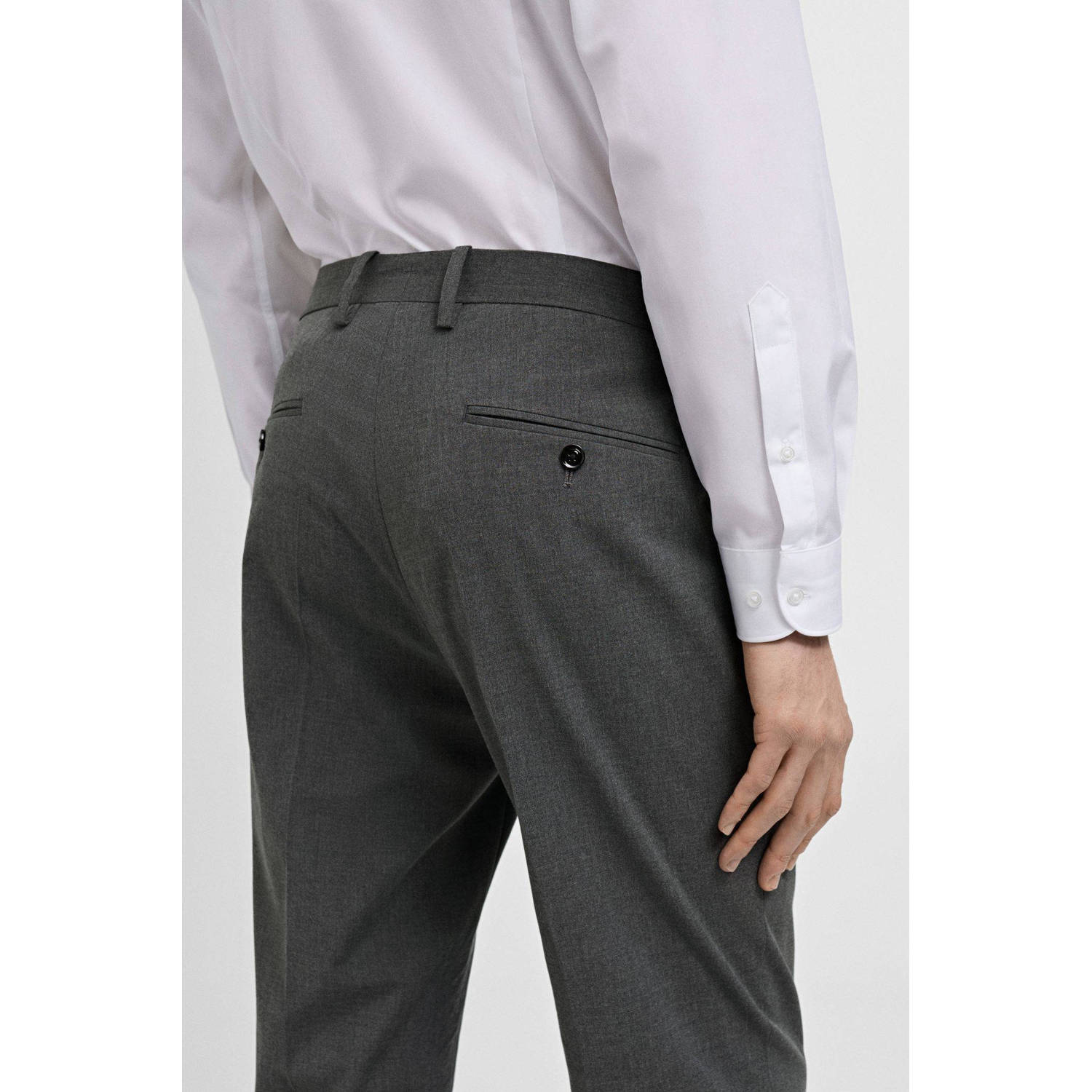 Mango Man slim pantalon grijs