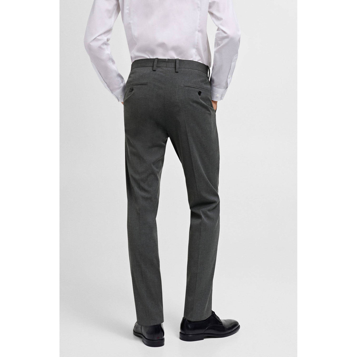 Mango Man slim pantalon grijs