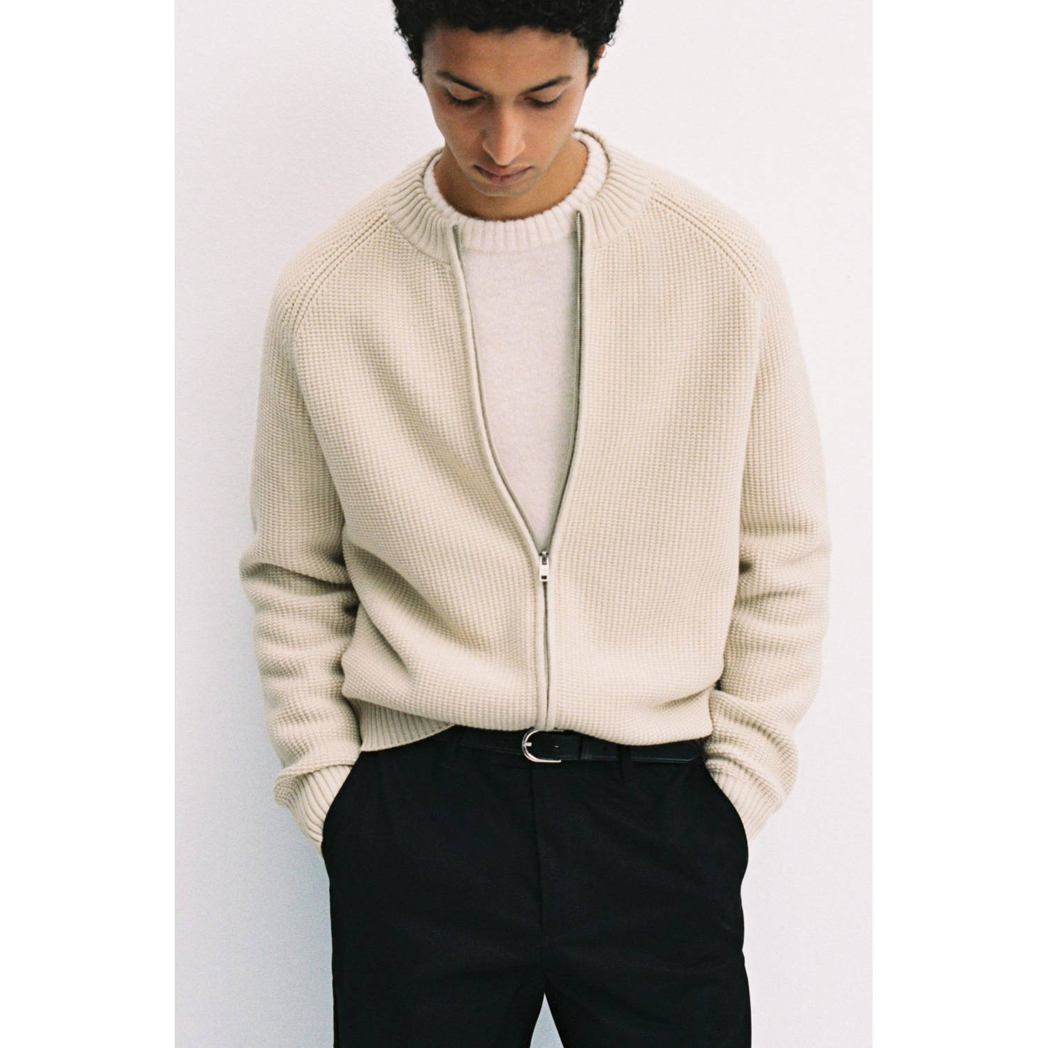 Mango Man vest grof gebreid