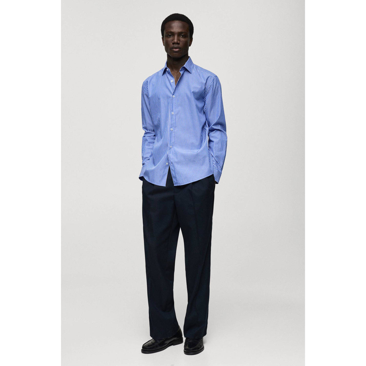 Mango Man casual overhemd blauw