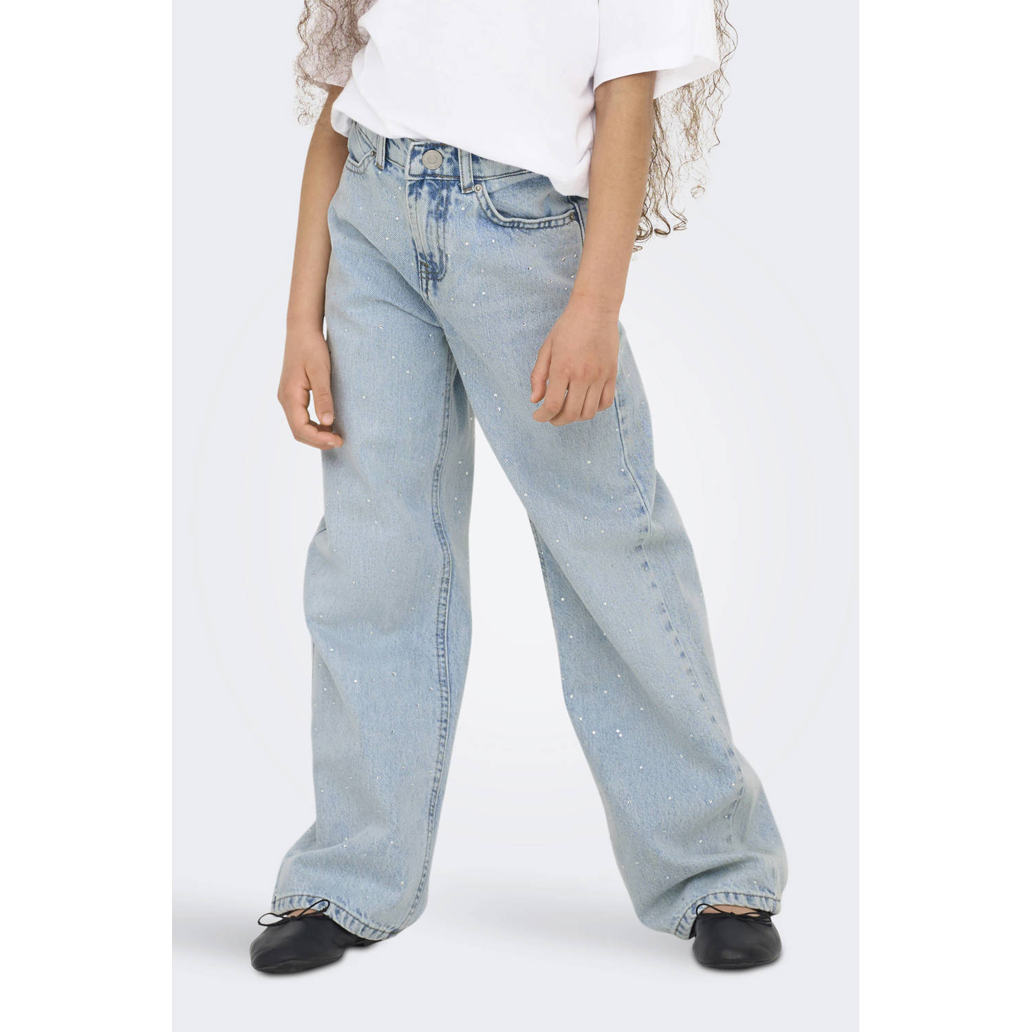 ONLY KIDS GIRL wide leg jeans light blue denim