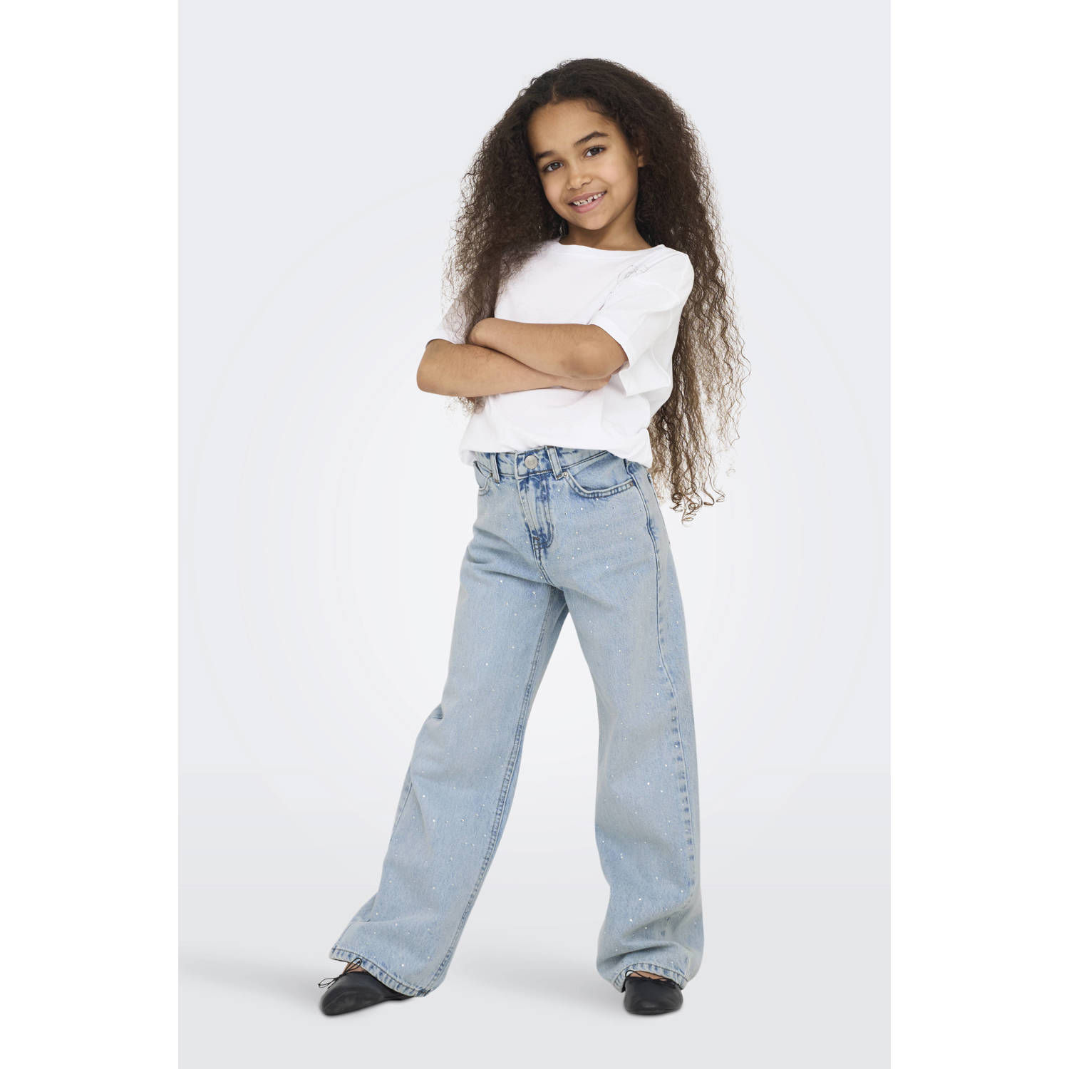 ONLY KIDS GIRL wide leg jeans light blue denim