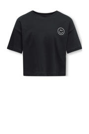 thumbnail: Zwarte meisjes KIDS ONLY GIRL t-shirt van katoen met printopdruk, korte mouwen en ronde hals
