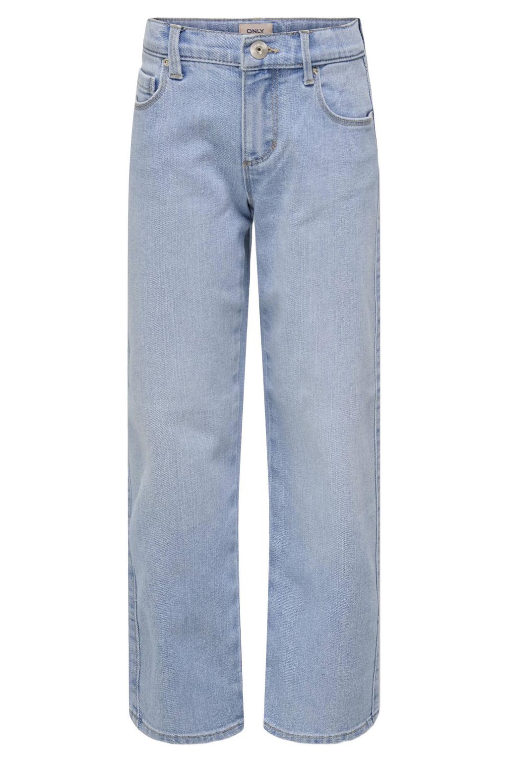 Light blue denim meisjes KIDS ONLY GIRL wide leg jeans van denim met rits- en knoopsluiting en effen
