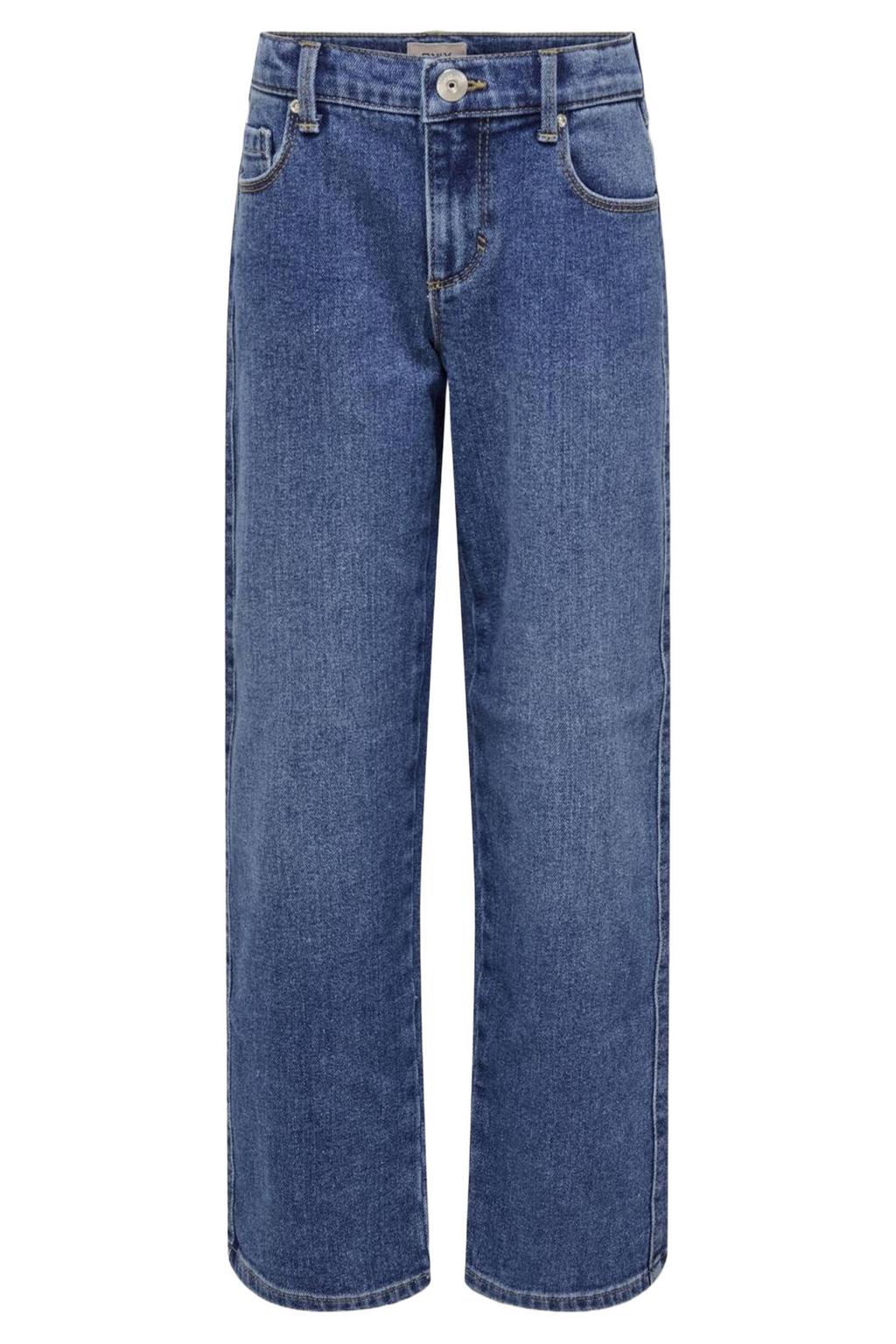 Medium blue denim meisjes KIDS ONLY GIRL wide leg jeans van denim met rits- en knoopsluiting en effen