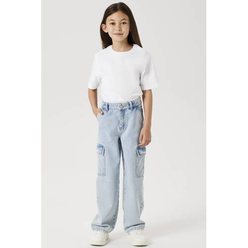 NAME IT KIDS wide leg regular waist jeans light blue bleached afbeelding