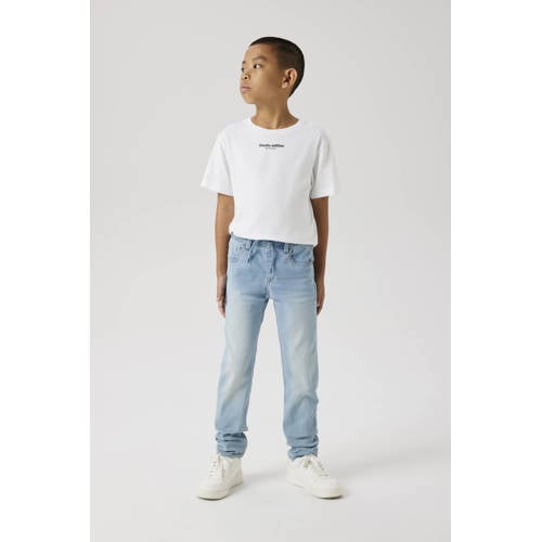 NAME IT KIDS slim fit regular waist jeans light blue denim afbeelding