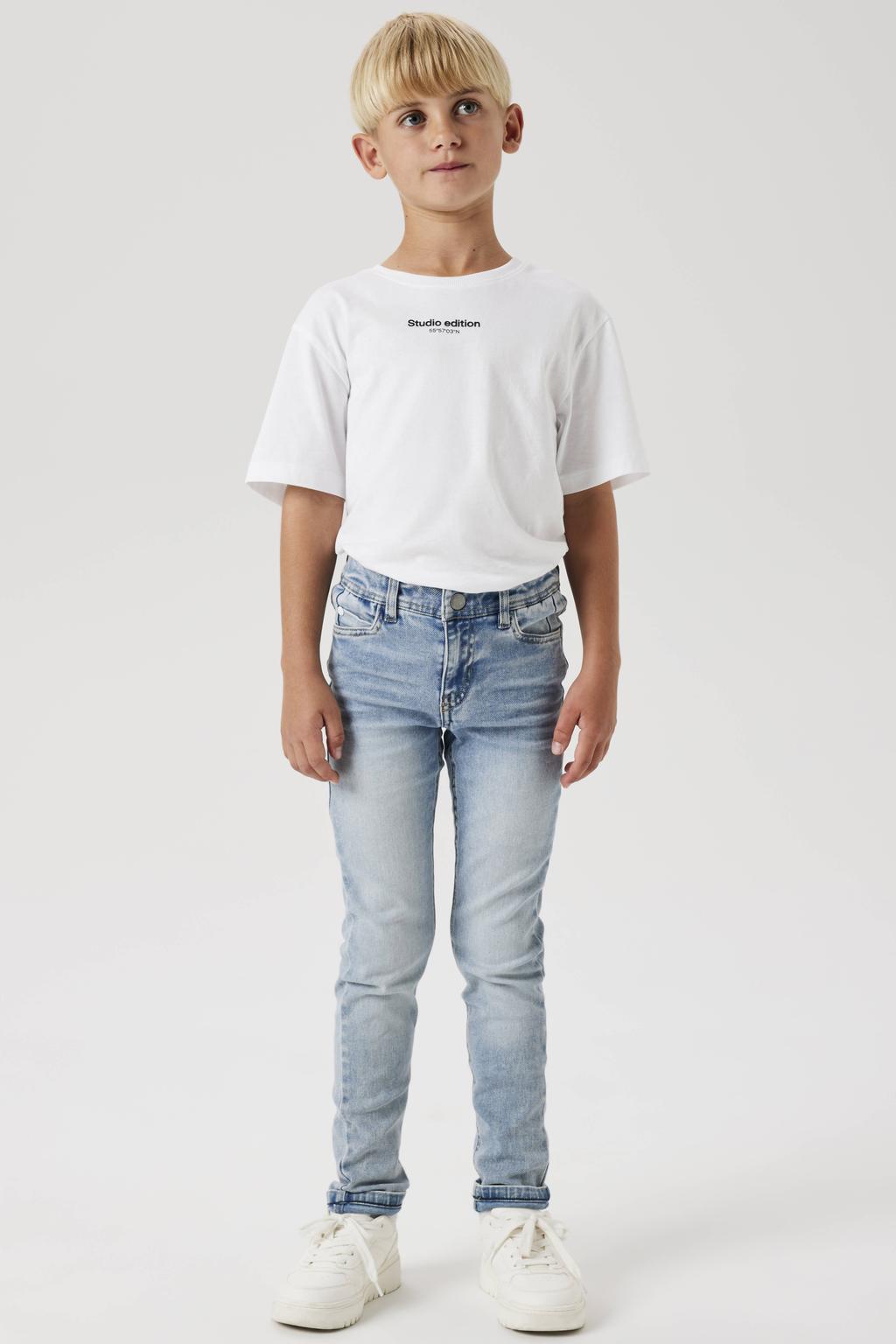 Light blue denim jongens NAME IT KIDS slim regular waist slim fit jeans met effen