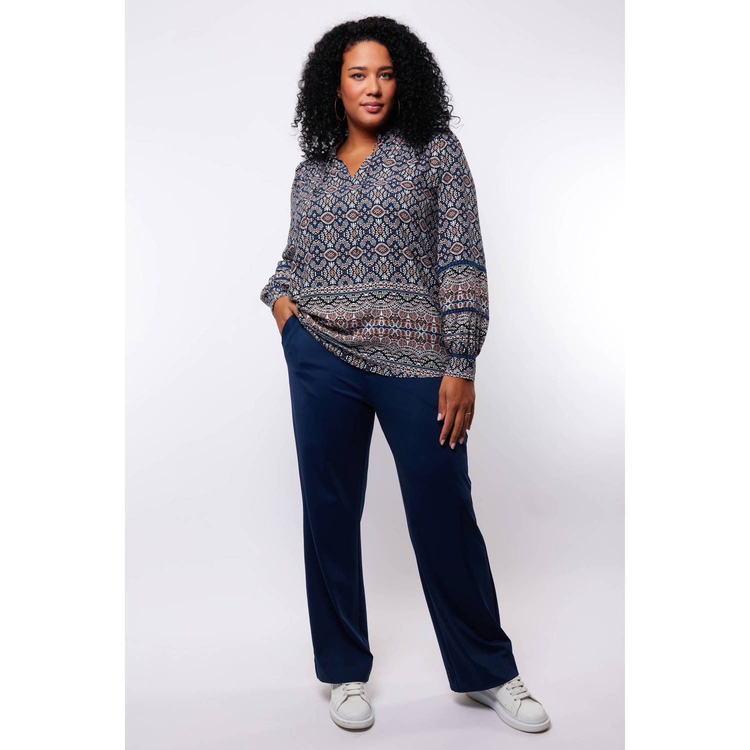 Exxcellent straight regular waist broek donkerblauw