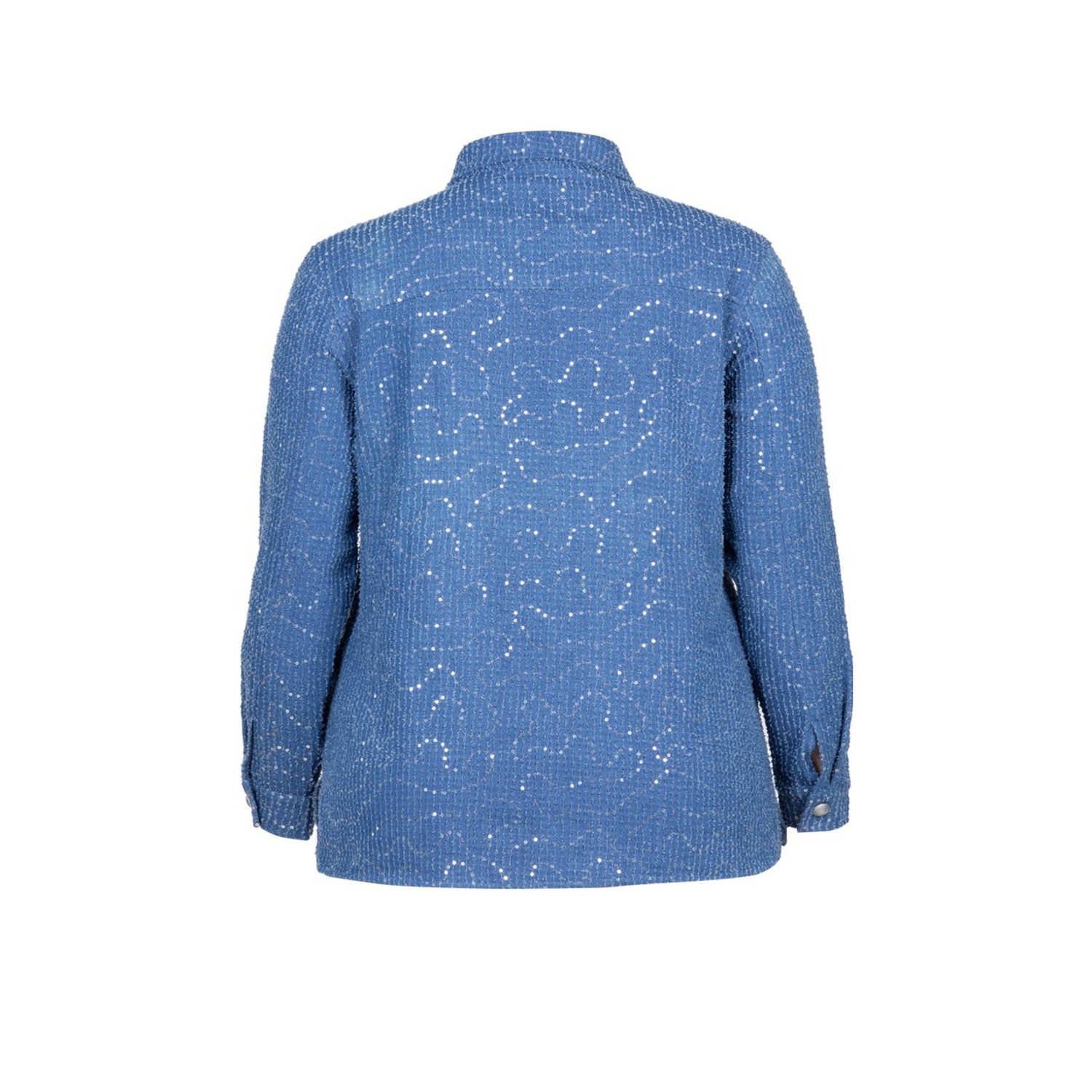Exxcellent blouse medium blue denim met pailletten