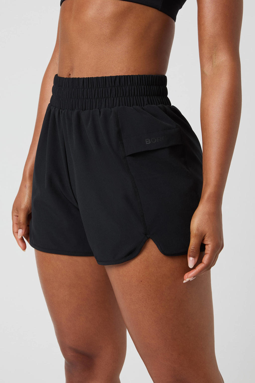 Zwarte dames Björn Borg sportshort Borg van polyester met loose fit, regular waist, elastische tailleband met koord en effen