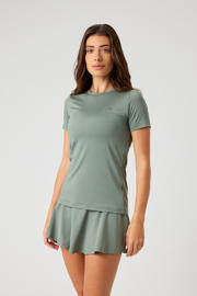 thumbnail: Lichtgroene dames Björn Borg sportshirt van polyester met effen, korte mouwen en ronde hals