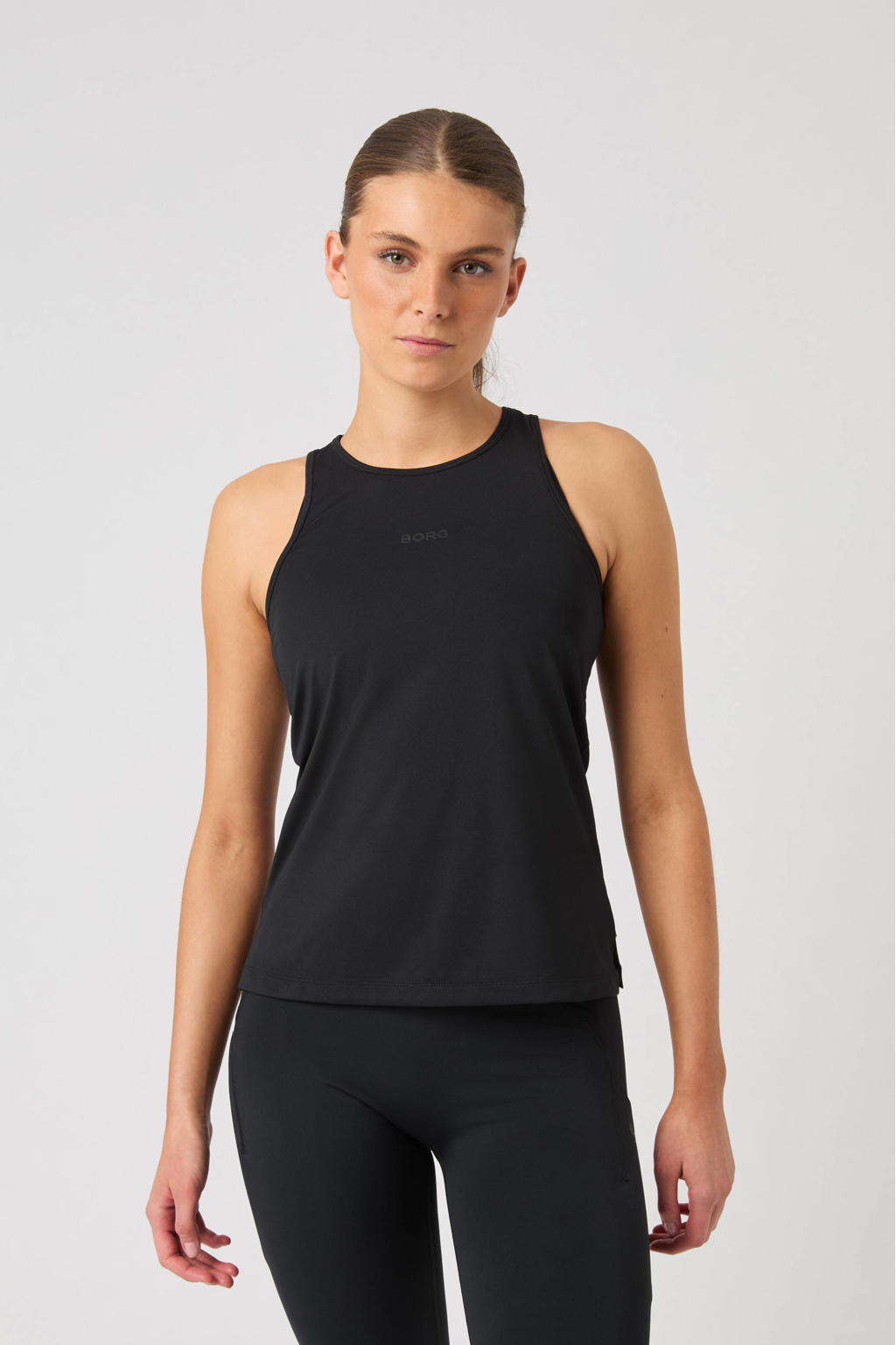 Zwarte dames Björn Borg sporttop Borg van polyester met effen en ronde hals