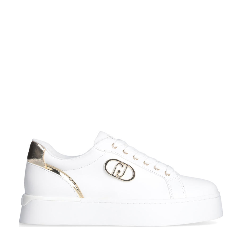 Liu Jo Witte leren sneakers met metalen details White Dames