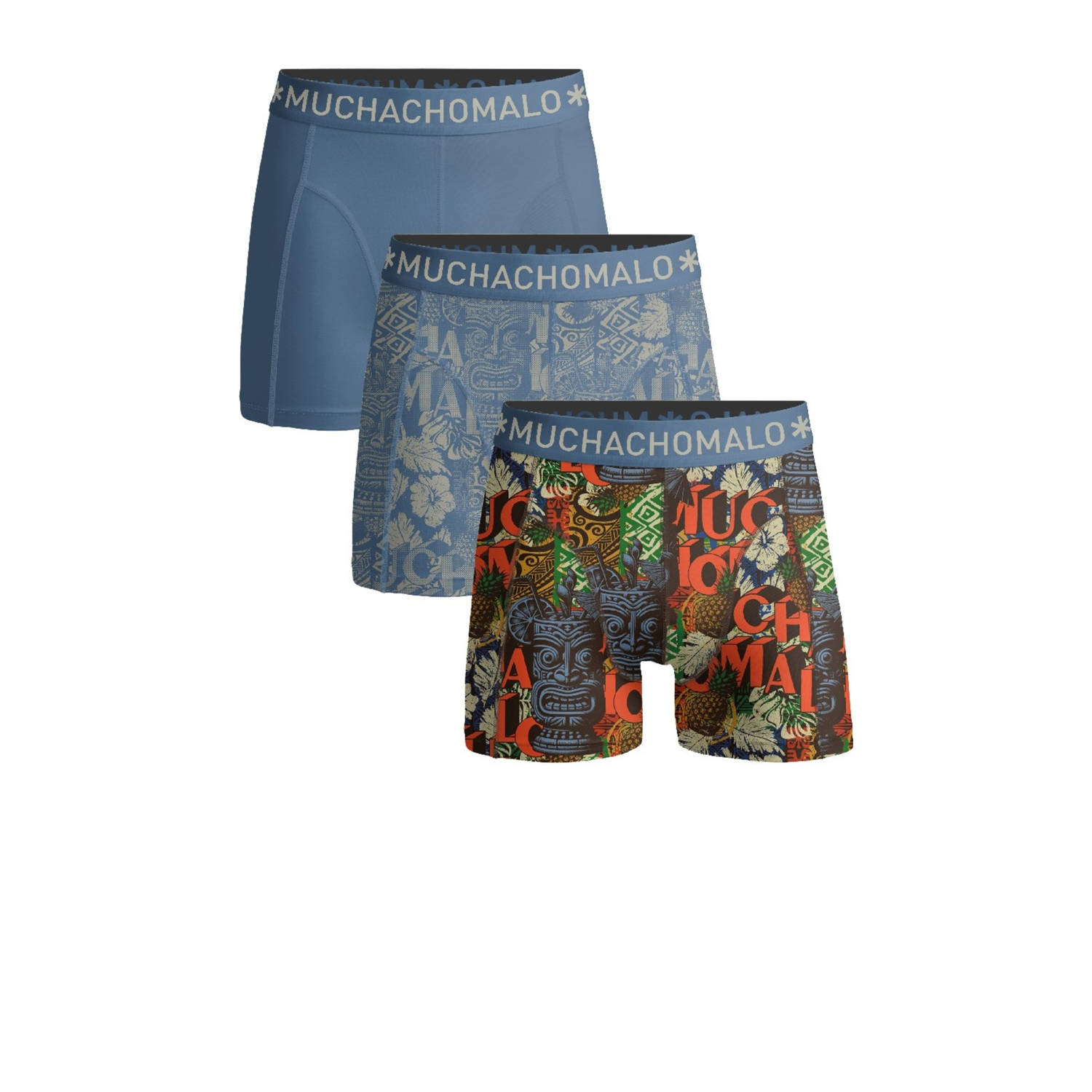 Muchachomalo boxershort set van 3 blauw oranje groen