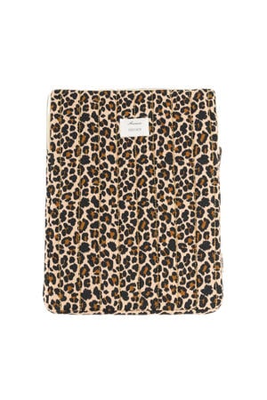 13 inch laptop sleeve met panterprint bruin