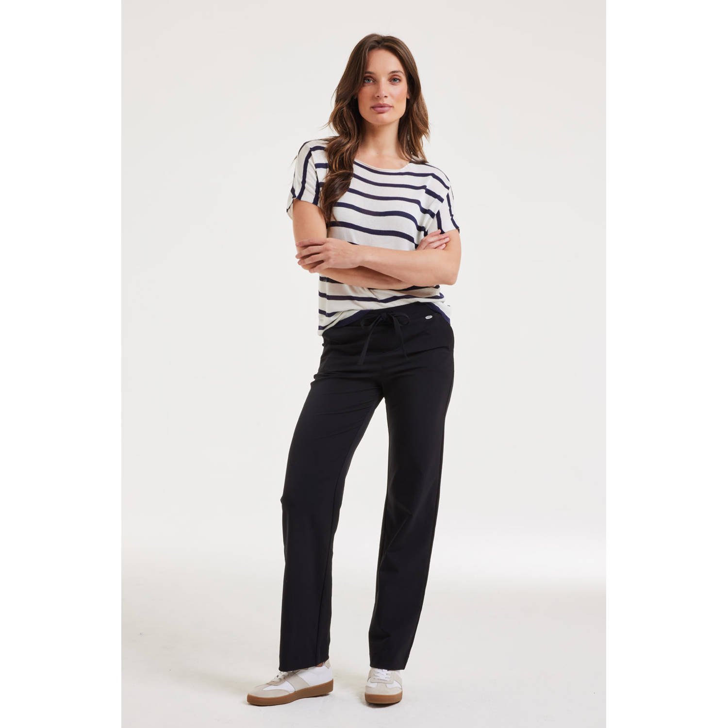 Didi wide leg regular waist broek zwart