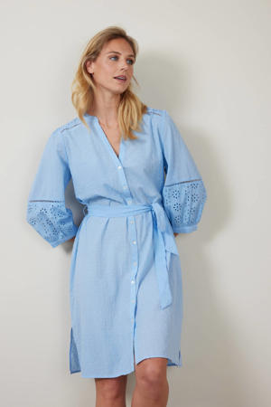 blousejurk broderie lichtblauw