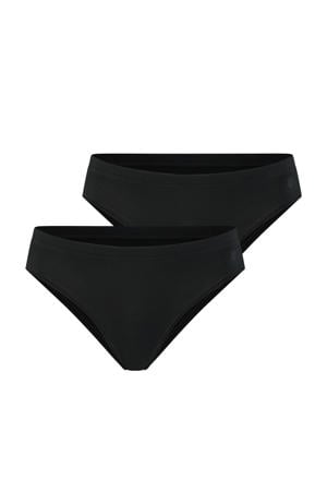 high leg slip Ava met bamboe (set van 2) zwart