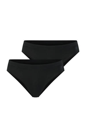 high leg slip Ava met bamboe (set van 2) zwart