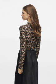 thumbnail: Lichtbruine dames VILA top van jersey met effen en lange mouwen