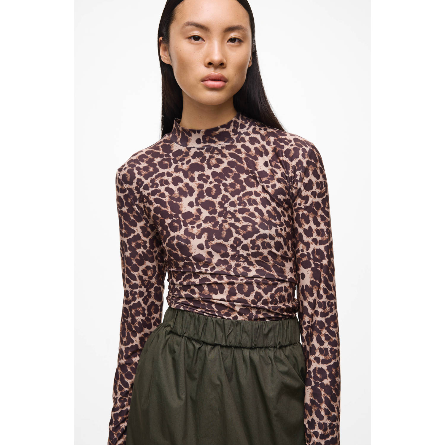 Vila Shirt met lange mouwen en opstaande kraag model 'LEOA'