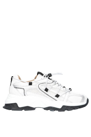 ISOLA  chunky leren sneakers wit/zilver