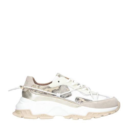 DWRS BONNEY snake chunky leren sneakers beige afbeelding