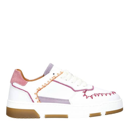 DWRS Huntly leren sneakers wit/fuchsia/lila afbeelding
