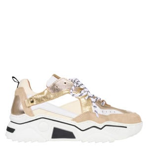 Pluto chunky leren sneakers zand/champagne
