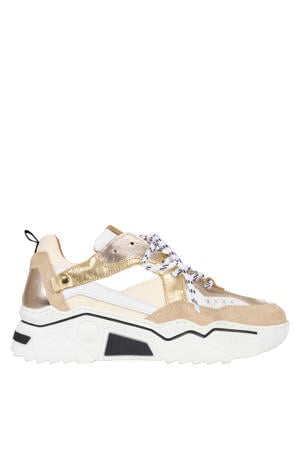 Pluto chunky leren sneakers zand/champagne