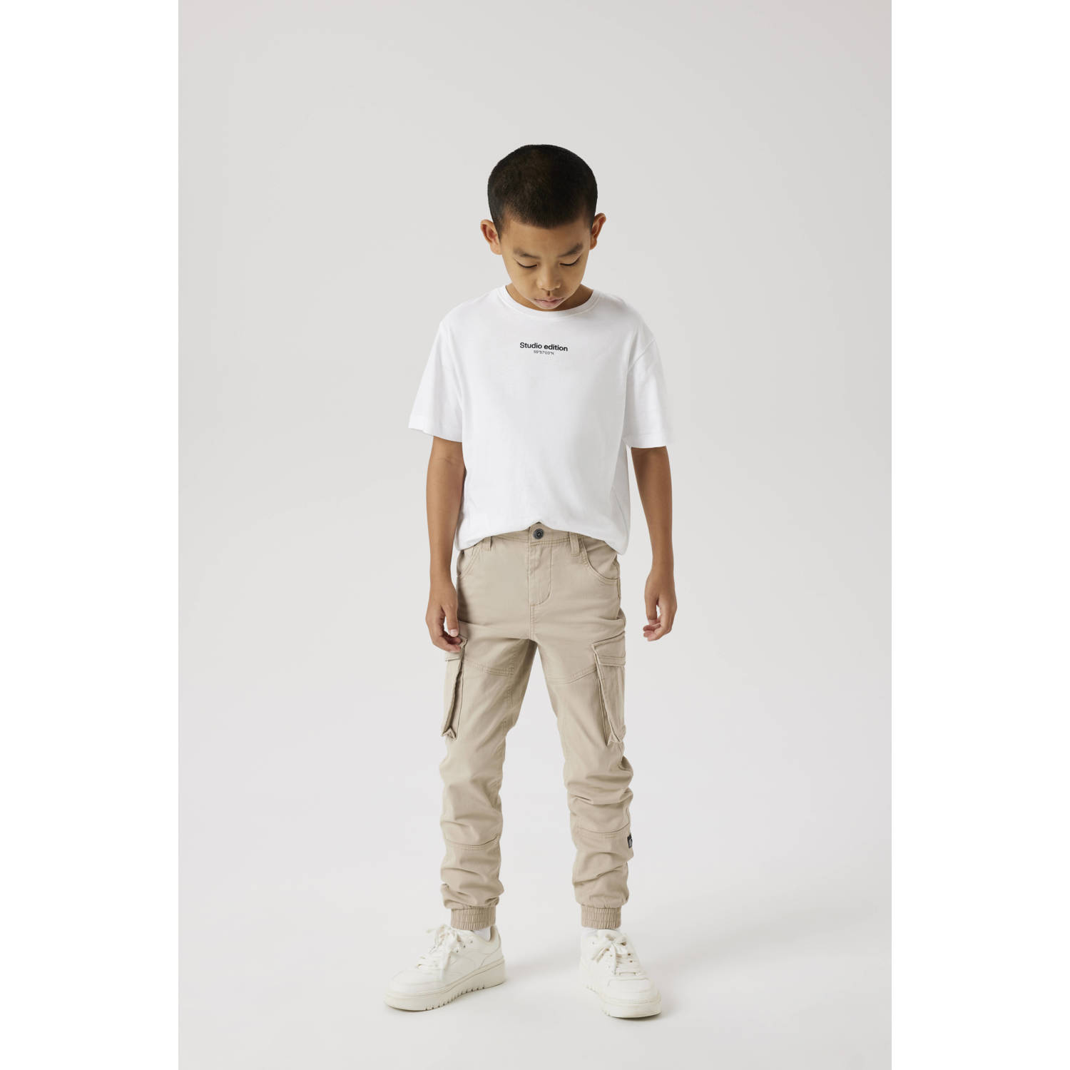 NAME IT KIDS regular fit cargo broek beige