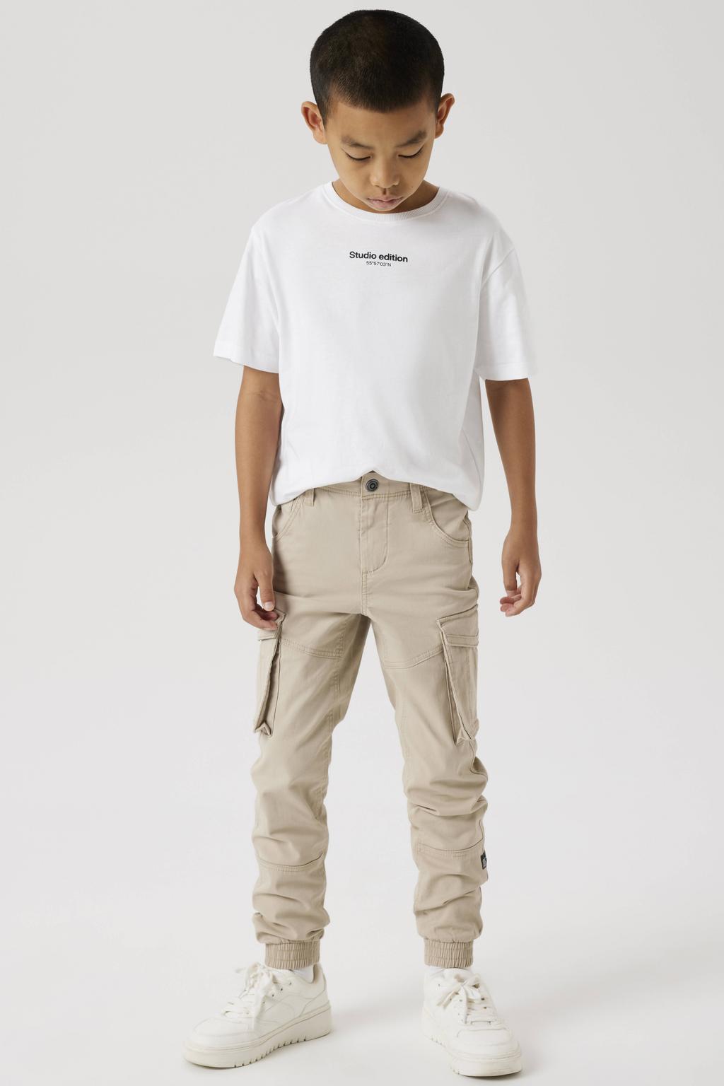 NAME IT KIDS regular fit cargobroek beige