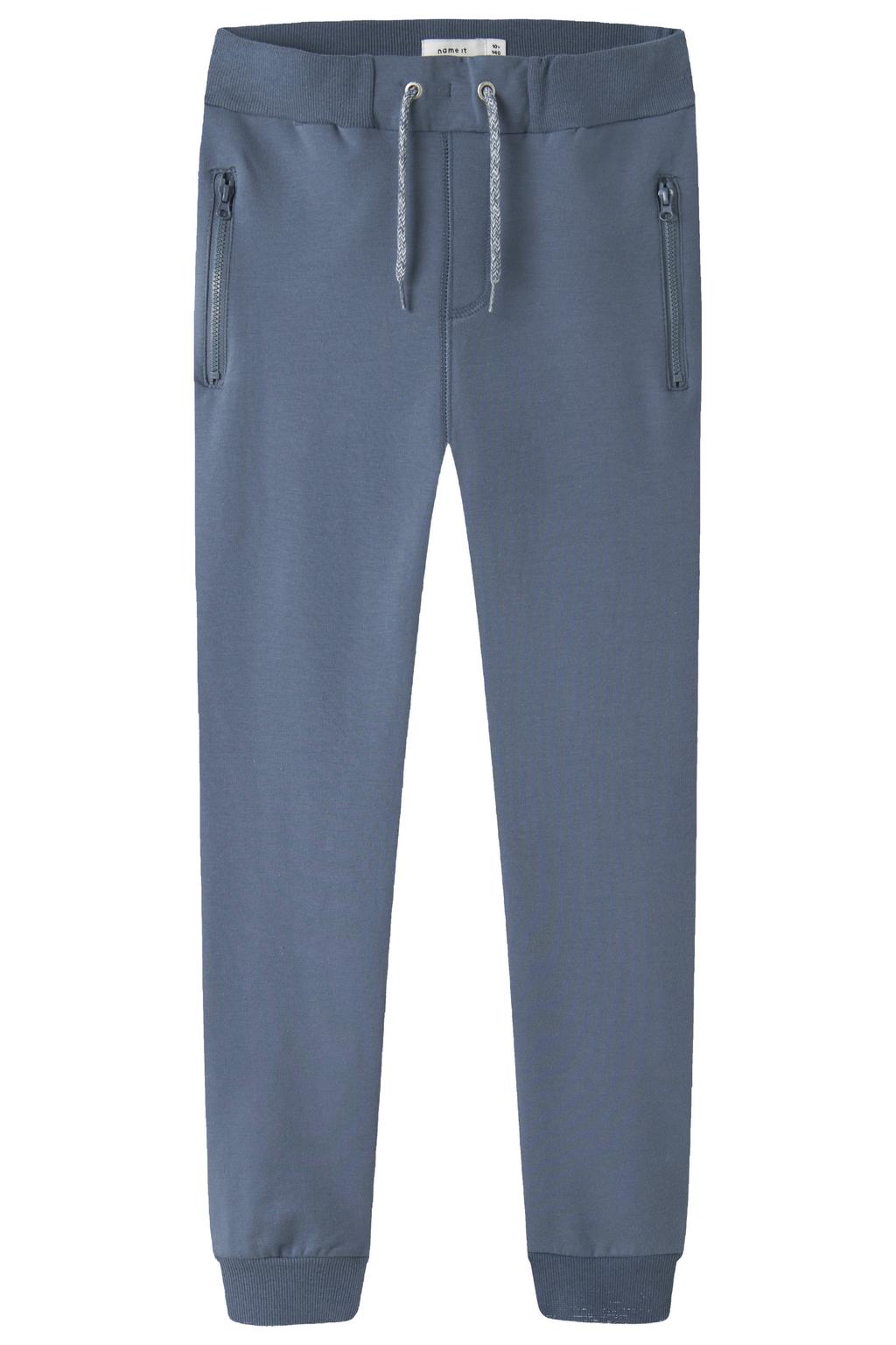 Donkerblauwe jongens NAME IT KIDS sweatpants met regular fit, elastische tailleband met koord en effen