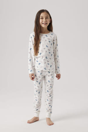 pyjama met vlinderdessin ecru/blauw/zand