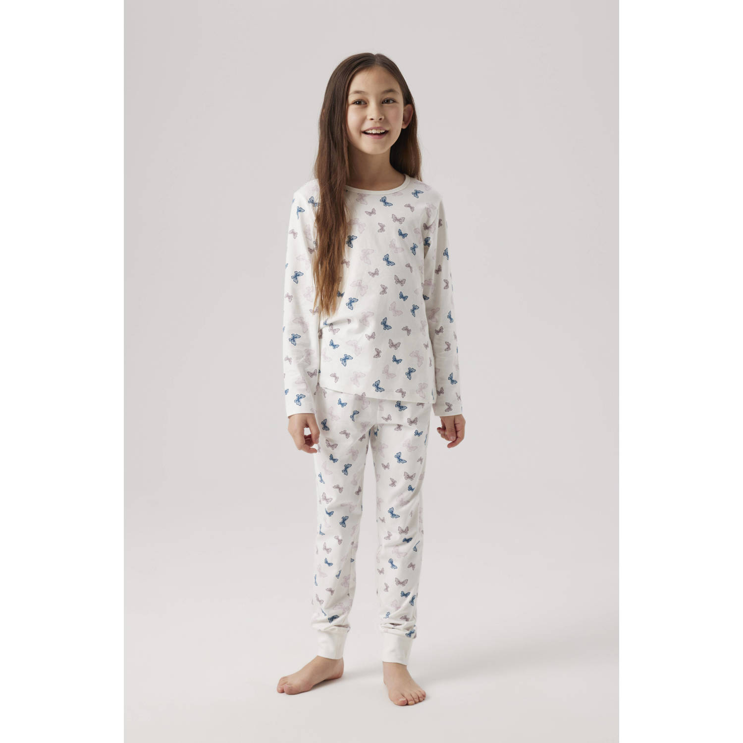 NAME IT KIDS pyjama met vlinderdessin ecru blauw zand