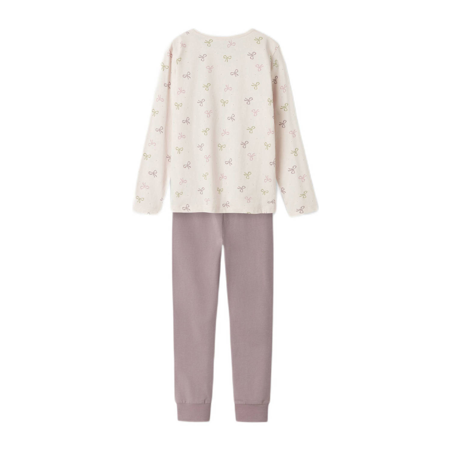 NAME IT KIDS pyjama Bow met all over print donkerroze ecru