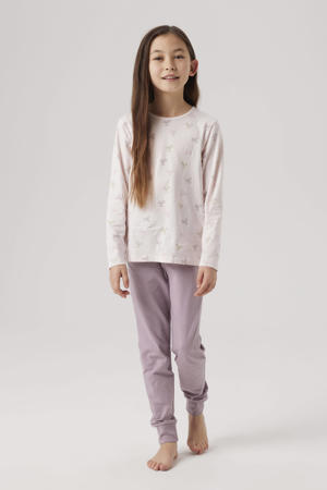 pyjama Bow met all over print donkerroze/ecru