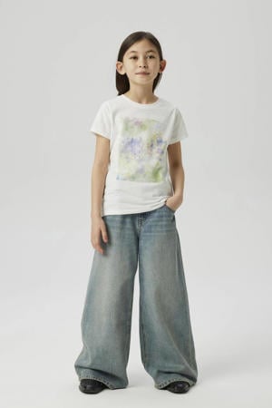 wide leg regular waist jeans medium blue denim