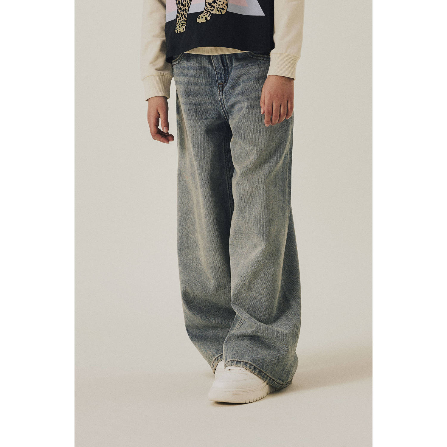 NAME IT KIDS wide leg regular waist jeans medium blue denim