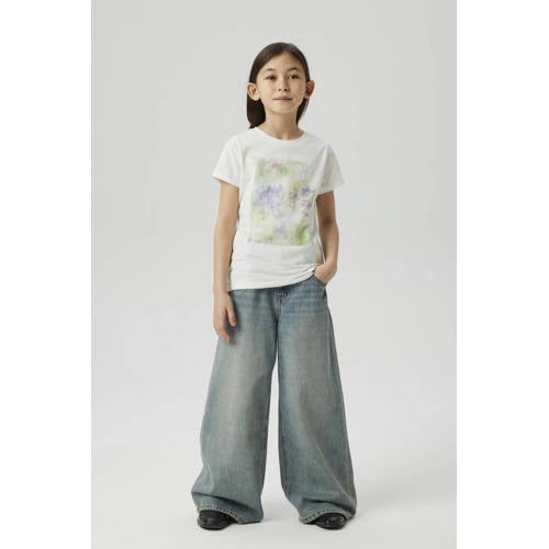 NAME IT KIDS wide leg regular waist jeans medium blue denim afbeelding
