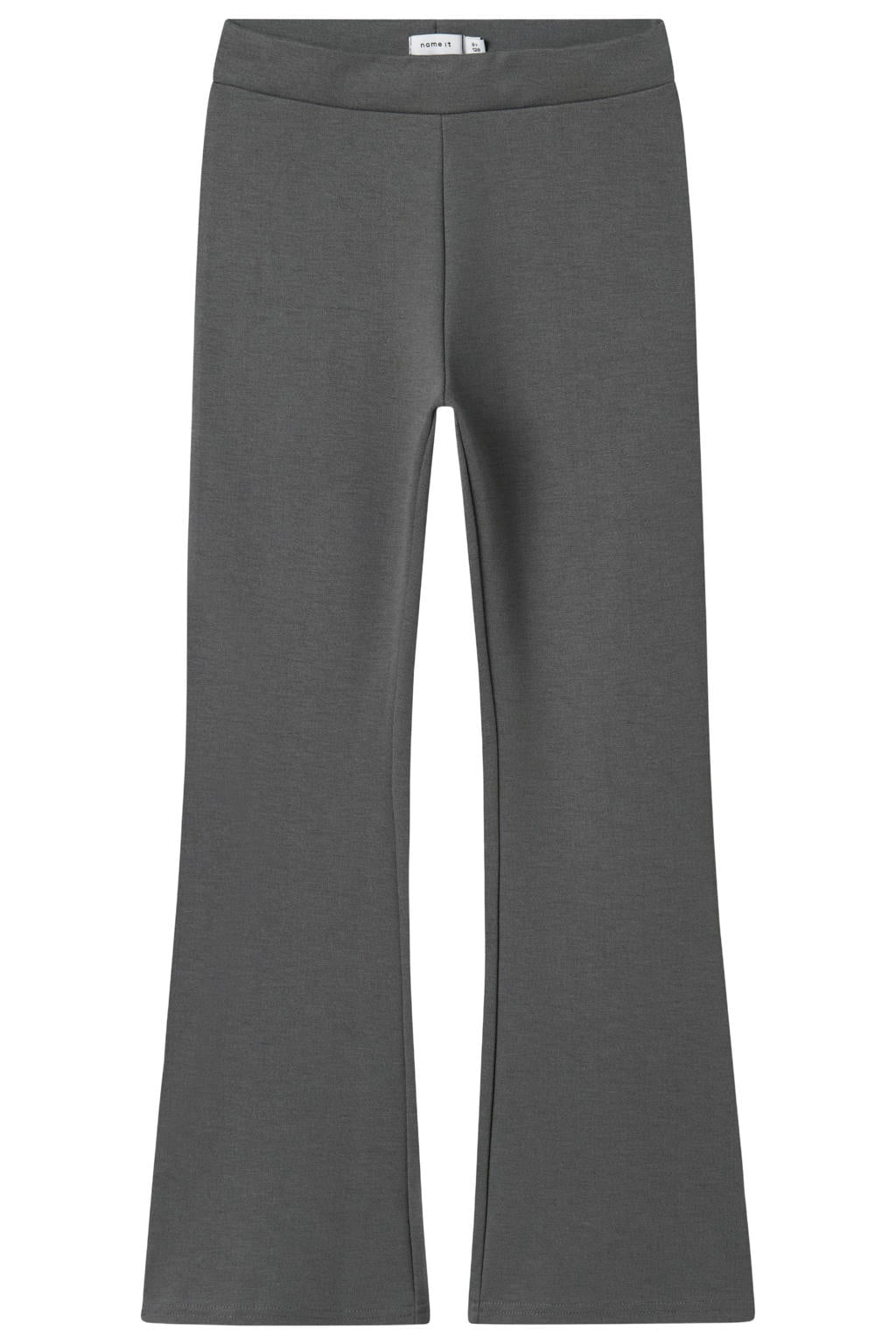 Grijze meisjes NAME IT KIDS bootcut legging van viscose met regular waist, elastische tailleband en effen