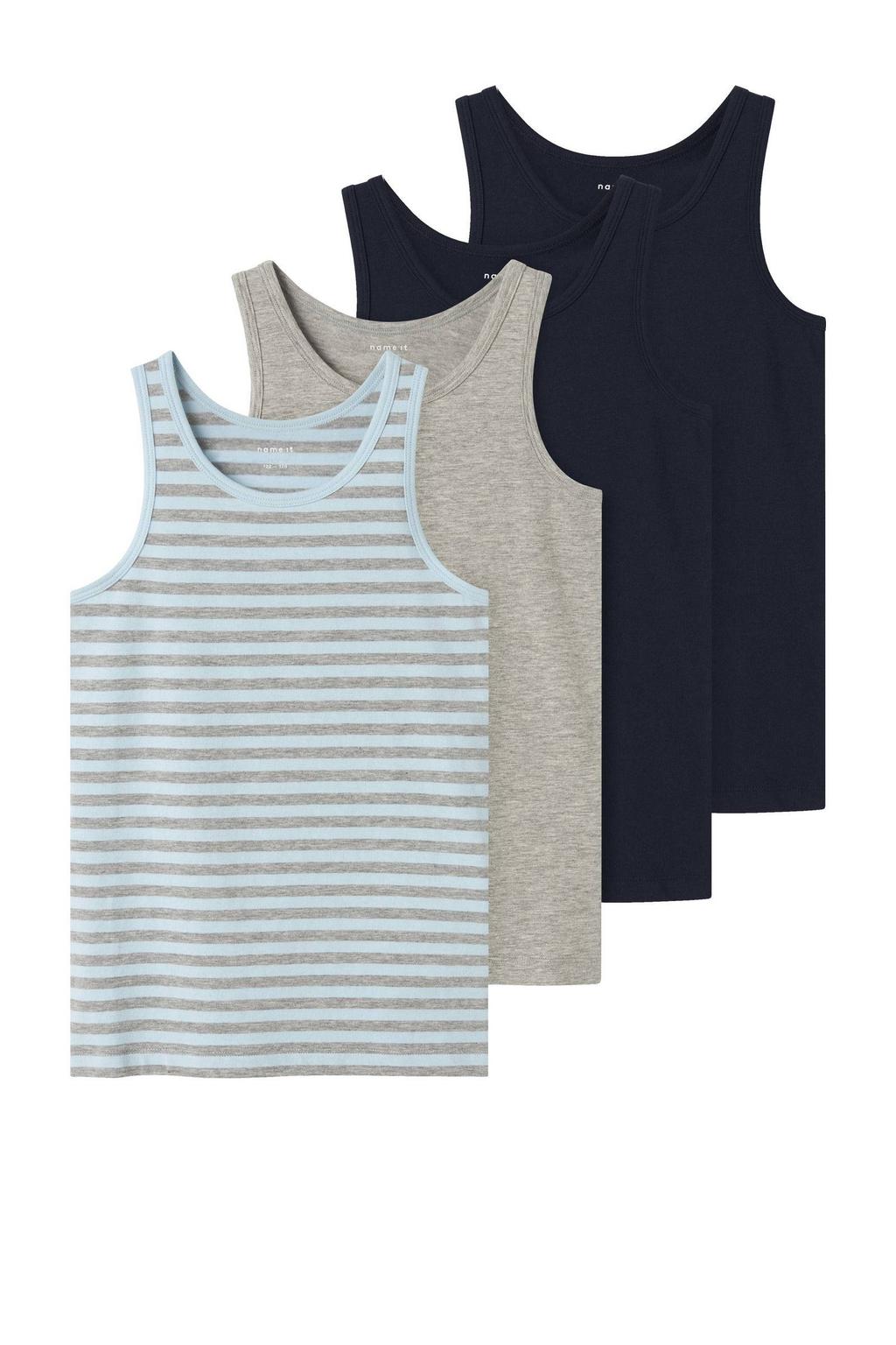 NAME IT KIDS hemd - turquoise/grijs/donkerblauw (set van 4)
